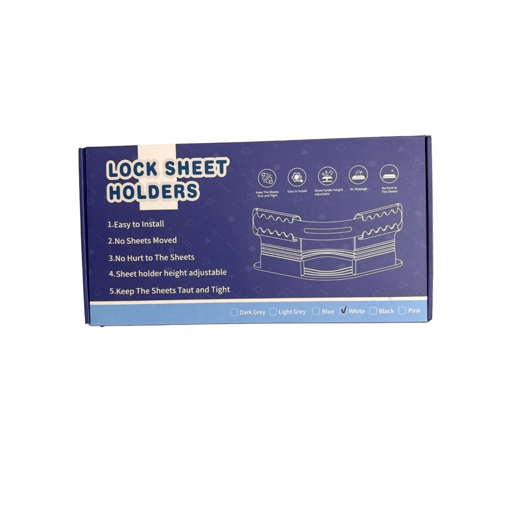 Lock Sheet Holders 4-Pack Adjustable Bed Sheet Strap Anti Slip Gripper White NWB